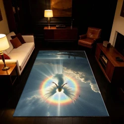 Dreamy Rainbow Ocean Angel Floor Rug
