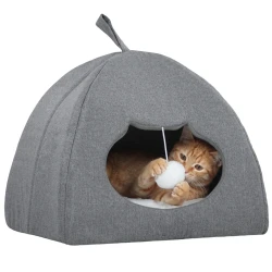 PawHut Stylish Cat Cave Bed with Removable Cushion