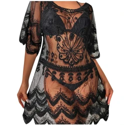 Womens Loose Beach Cover Up Lace Dress