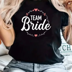 Women's Team Bride Graphic Cotton T-Shirt Casual Top