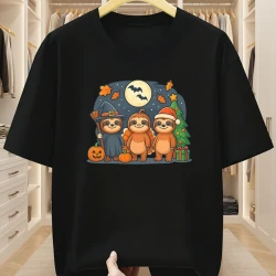 Mens Halloween Sloth Graphic Cotton TShirt