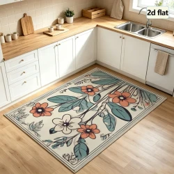 Floral Pattern Indoor Carpet Soft Washable Rug
