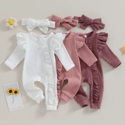 Newborn Baby Girl Ruffle Zipper Romper Jumpsuit