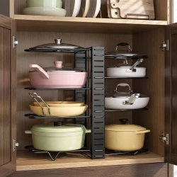 8 Tier Adjustable Pots and Pans Organizer Rack