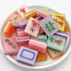 50pcs Mini Mahjong Resin Keychain Decorative Set