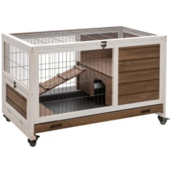 Compact Wooden Guinea Pig Hutch with Roof Access