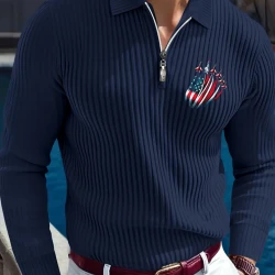 Men Long Sleeve Polo Shirt Easy Print Design